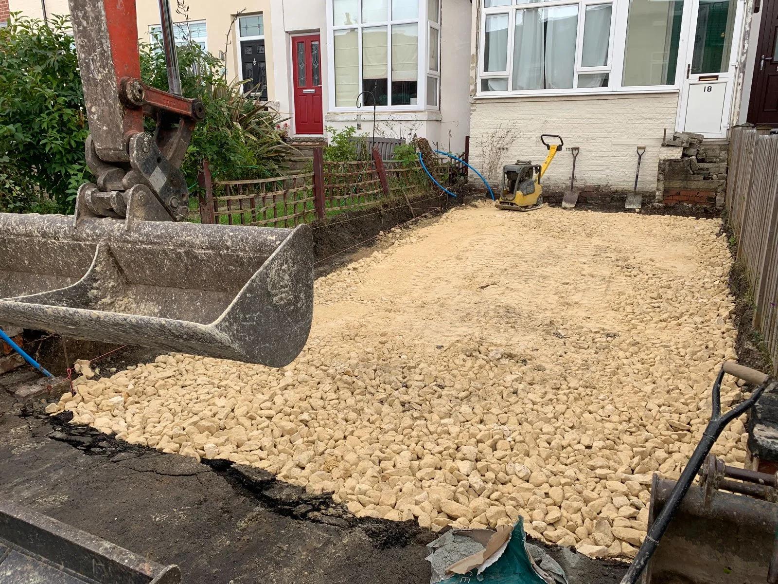 groundwork preparation for gravel driveway installation